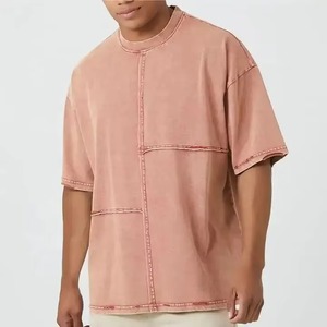 T-shirt Homme Oversize Vintage en Coton 100% de Haute Qualité 300 GSM Délavé à l'Acide, Coupe Ample et Épaules Tombantes, Style Streetwear - Product Image 1