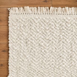 Z&H HOME HKR-015 Alfombra de Lana Natural Color Marfil, Estilo Moderno, Tejida a Mano, de Pelo Corto y Largo, Rectangular, Resistente a las Manchas, Antideslizante, PET - Product Image 1