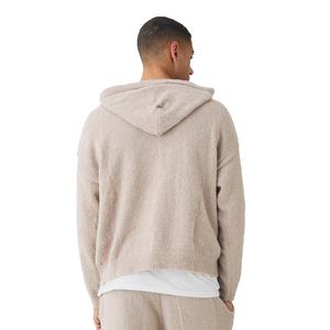 Vente en gros Logo personnalisé Hommes Survêtement en tricot à manches longues Intarsia Mohair Brossé Laine mélangée Tricot à capuche et Pantalon de survêtement Ensemble de jogging - Product Image 4