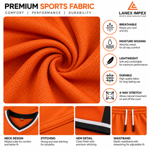 Ensemble d'uniformes de basketball personnalisés, maillot et short de sublimation haut de gamme, légers et respirants, pour l'entraînement - Product Image 5