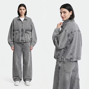 Conjunto de 2 Piezas de Mezclilla para Mujer, Diseño Personalizado OEM, Manga Larga, Poliéster/Algodón, Estilo Urbano, Transpirable y Ecológico - Product Image 1
