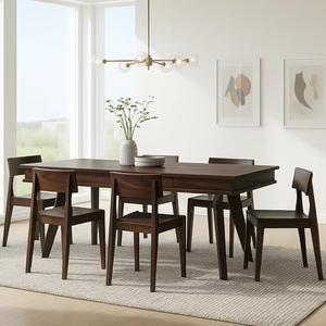 Vietnam Manufactured <b>Rustic</b> Modern Stain Finish Adjustable Spacious Seat <b>Dining</b> <b>Chair</b> Walnut Coffee Color Apartment - Product Image 1