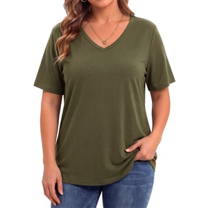 Classic Solid Color <b>Women's</b> V-Neck T-Shirt – Minimalist Fashion Breathable Eco-Friendly 100% Cotton Casual Everyday Comfort - Product Image 5
