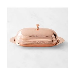 Hammered Design Dark Butter Dish Stylish Metal Butter <b>Storage</b> <b>Container</b> Perfect For <b>Kitchen</b> Dining And Table Serveware - Product Image 2