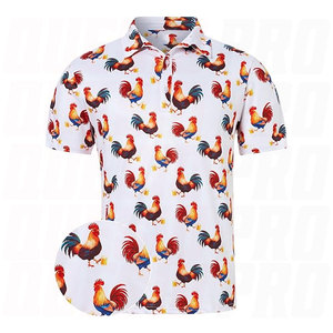 <b>Funny</b> Rooster <b>Golf</b> Polo <b>Shirts</b> New Arrival High Quality Polyester Quick Dry Customizable Unisex Sublimation Sports Polo Uniform - Product Image 1