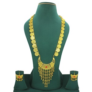 Ensemble collier avec boucles d'oreilles en laiton pur plaqué or haute qualité uae dubai fabriqué en Inde Ensemble collier tay bijoux tendance - Product Image 2