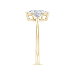 Anillo de Compromiso Clásico de Oro Amarillo con Diamante Cultivado en Laboratorio Corte Marquesa, Piedras Laterales Trillón, Certificado IGI, Oro 10K, Aniversario, Boda - Product Image 3