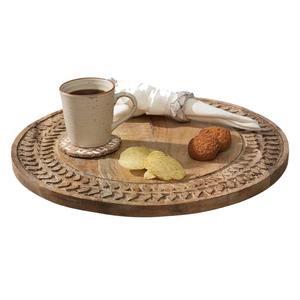 Plateau en bois sculpté, plateau décoratif pour centre de table, plateau de table basse, planche de service en bois pour collations, plateau de rangement en bois fait main - Product Image 3