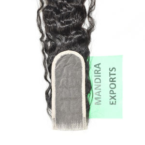 Venta al por mayor sin procesar de alta calidad 100% pelo virgen natural negro HD 2*6 cierre Color ondulado indio extensiones de cabello humano - Product Image 5