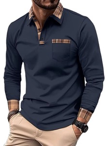 <b>Men's</b> XL Size New Summer Sports Casual Long-Sleeved for Polo <b>Shirt</b> Solid Knitted Fabric with <b>Leopard</b> Tennis Design Button - Product Image 4