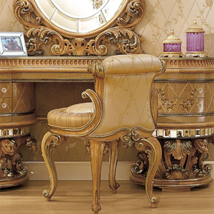 Royal European Style Solid Mahogany Dressing <b>Table</b> with <b>Mirror</b> Oval Gold Hand Carved <b>Vanity</b> Set Bedroom Furniture Luxury - Product Image 4