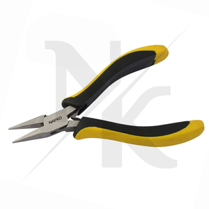 Alicates de punta de cadena ergonómicos premium de 125 mm, acero inoxidable, mordazas lisas, manijas ergonómicas negras y amarillas con resorte, para crimpado, circlips y pesca - Product Image 4