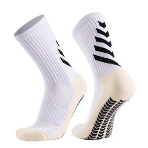 Best Custom Logo Compression Blue Crew Athletic <b>Socks</b> with White Stripes and Anti-Slip <b>Grip</b> for Basketball Adults - Product Image 3