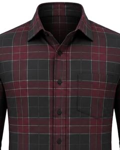 Chemise à carreaux marron et noir pour homme, décontractée et habillée, à manches longues, boutonnée, en flanelle de coton, pour le bureau, personnalisable - Product Image 5