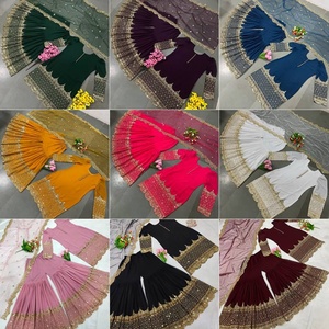 Indien et Pakistan Vêtements Gharara Designs Punjabi Fille Sexy Belle Salwar Costume Cou Designs Sarara Femme Robe En Gros - Product Image 2