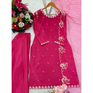 Conjunto de top-bottom de mujer de diseñador con trabajo de secuencia de bordado pesado - Product Image 3