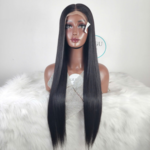 Human Hair <b>Wigs</b> 100% Vietnamese Human Hair Bone Straight Bundles Blonde <b>Black</b> Hair Color with HD Lace Closure - Product Image 1