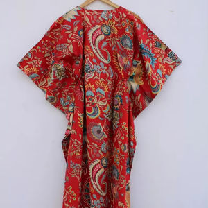 Vestido Kaftán Informal de Verano con Estampado Floral Tropical, sin Mangas, de Algodón, para Mujer, Ropa de Playa, Ropa de Estar por Casa, Textil Naaz - Product Image 2