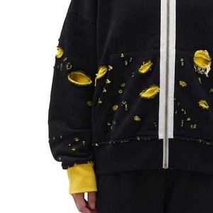 <b>Drop</b> Shoulder Distress Hoodie Women's Winter Printed Wash Distress Hood Ladies Loose Fit Distress Hoodie Tops Women - Product Image 5