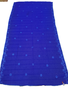 Chal Azul de Chifón Bordado con Ribete de Encaje, Bufanda Étnica para Mujer, Uso Diario, Elegante Hiyab - Product Image 2