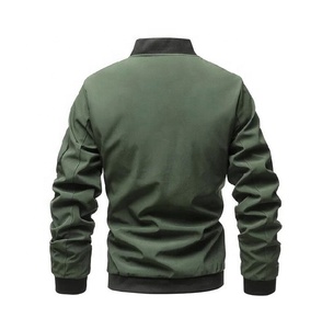 Chaqueta cortavientos informal de talla grande con cuello levantado para hombre, bombardero de cuero estampado para primavera invierno, venta al por mayor de ropa para exteriores - Product Image 6