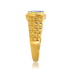 Splendour Rhombi <b>Men</b> Diamond Gold <b>Ring</b> Luxury Gold <b>Ring</b> <b>for</b> <b>Men</b> Pave Diamond Accents with Modern Lattice - Product Image 3