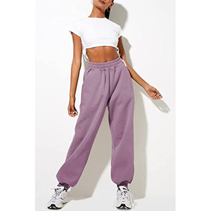 Pantalon de jogging décontracté pour homme en lavande, taille élastique, poches, tricoté, poids moyen, teint uni, collection automne - Product Image 3