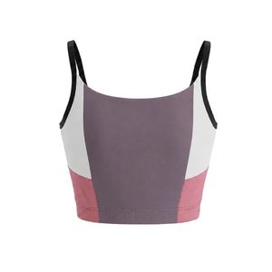 Soutien-gorge de sport pour femme, couleur unie mauve, col rond, sans manches, coupe ajustée, idéal pour la gym, l'entraînement, le fitness et le yoga - Product Image 6