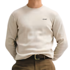 <b>Mens</b> Cream Crew <b>Neck</b> Long Sleeve <b>Sweater</b> Soft Knit Pullover Casual Basic Top With Ribbed Collar Cuffs And Hem For Daily Use - Product Image 1