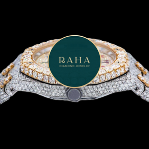 นาฬิกาเพชร RAHA ขนาด 40 มม. ตัวเรือนทองคำขาว กระจกแซฟไฟร์ ระบบอนาล็อก ควอตซ์ สำหรับผู้หญิง สายแบบหรูหราพร้อมตัวล็อค - Product Image 2