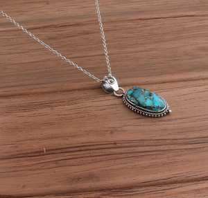 Pendentif turquoise bleu fait main en argent sterling, collier avec pierre précieuse, bijoux bohèmes, pierre unique, cadeau pour femme - Product Image 2
