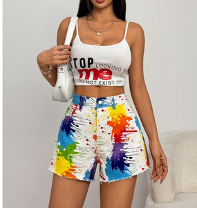 Shorts de Mezclilla de Cintura Alta y Secado Rápido para Mujer, Marca TRIBON SPORTS, con Bordado de Estrellas, Moda de Verano, Algodón - Product Image 1