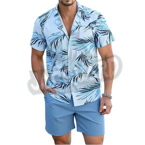 Ensemble décontracté deux pièces pour homme, tendance et personnalisable, couleur unie, col rond, manches courtes, respirant, fabriqué au Pakistan - Product Image 1