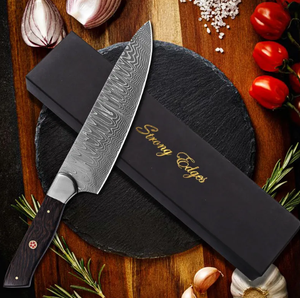 Couteau de Chef Traditionnel en Acier Damas Forgé à la Main, Écologique, Personnalisé, Ambidextre, Manche en Bois, Tranchant comme un Rasoir, Vente en Gros - Product Image 5