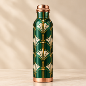 Botella de Agua de Cobre con Diseño de Pavo Real, Negra con Patrón Floral, Portátil, Estilo Oriental - Product Image 6