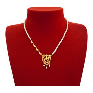 22K Solid <b>Gold</b> Peacock Pendant Necklace with White Pearl <b>String</b> Traditional Indian Style Elegant Bridal <b>Gold</b> Jewelry for Women - Product Image 2