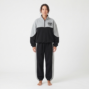 Conjunto Deportivo de Invierno para Mujer, Personalizado, de Algodón y Felpa, Sudadera con Media Cremallera, Estilo Urbano - Product Image 4