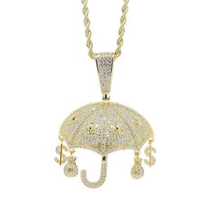 Collar con Colgante de Paraguas y Amuleto de Dinero, con Moissanita Baguette Brillante, Joyería Hiphop de Moda y Estilo - Product Image 5