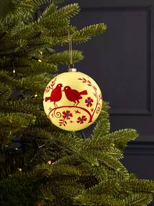 Hand-Painted Kashmiri Paper Mache Christmas <b>Tree</b> <b>Ornament</b> – Floral & Bird Design - Product Image 6