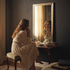 Luxury Full Length Venetian Wall <b>Mirror</b> with Antique <b>Silver</b> Etched Floral Frame|Large Rectangular Dressing <b>Mirror</b> for Home Decor - Product Image 3