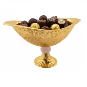 Tazón de Metal con Acabado Dorado para Servir Chocolate, Arroz y Dátiles, Tazón Decorativo para Mesa de Comedor, Centro de Mesa para Hogar y Hotel - Product Image 2