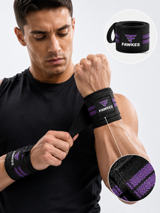 Attelles de soutien de poignet Fawkes réglables avec fermeture auto-agrippante, en néoprène imperméable, pour musculation unisexe, entraînement de force, noires, antidérapantes, basiques - Product Image 2