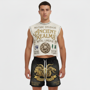 Mythic Studios Ancient Realms Royal Lineage Sleeveless <b>Crop</b> <b>Top</b> & Chimera Elite Shorts <b>Set</b> Streetwear Unisex Adult Summer - Product Image 4