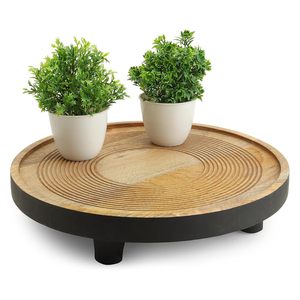 Bandeja de Servir de Alta Calidad, Redonda de Madera de 14 Pulgadas con Asa de Metal, Ecológica, Organizador, Regalo para Restaurantes - Product Image 4