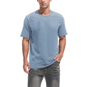 Camiseta de algodón 100% de corte ajustado, lisa, de manga corta, ligera, informal, estilo urbano para hombre. - Product Image 1