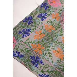 Vintage Kantha Suzani <b>Quilt</b> Lavinas Brand Handmade 100% Cotton Embroidered Floral Boho Bedspread Indian <b>Throw</b> Blanket Washable - Product Image 4