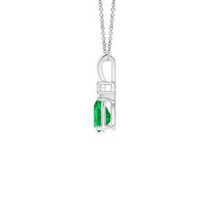 14K Gold IGI Certified 7x5MM 0.6Carat Pear Cut Natural Green <b>Emerald</b> & Diamond V Bale <b>Pendant</b> IGI Certified Fine Jewelry <b>Pendant</b> - Product Image 3