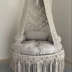 Columpio Colgante de Macramé de Algodón para Patio |   Columpio para que adultos y niños lean cómodamente libros |   Silla de Macramé - Product Image 1