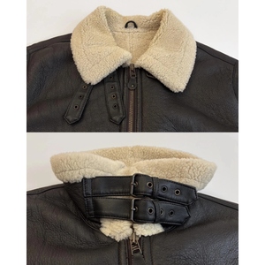 Custom <b>Men's</b> Genuine Sheepskin <b>Shearling</b> Winter Leather <b>Jacket</b> Sherpa Fur Lined Eco-Friendly Windproof Cozy Manufacturer - Product Image 4