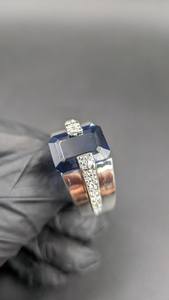 Blue Sapphire <b>Emerald</b> Cut Moissanite Gemstone <b>Ring</b> For mens Original 925 Sterling <b>Silver</b> Fine Party Jewelry Surprise Gift Him - Product Image 2